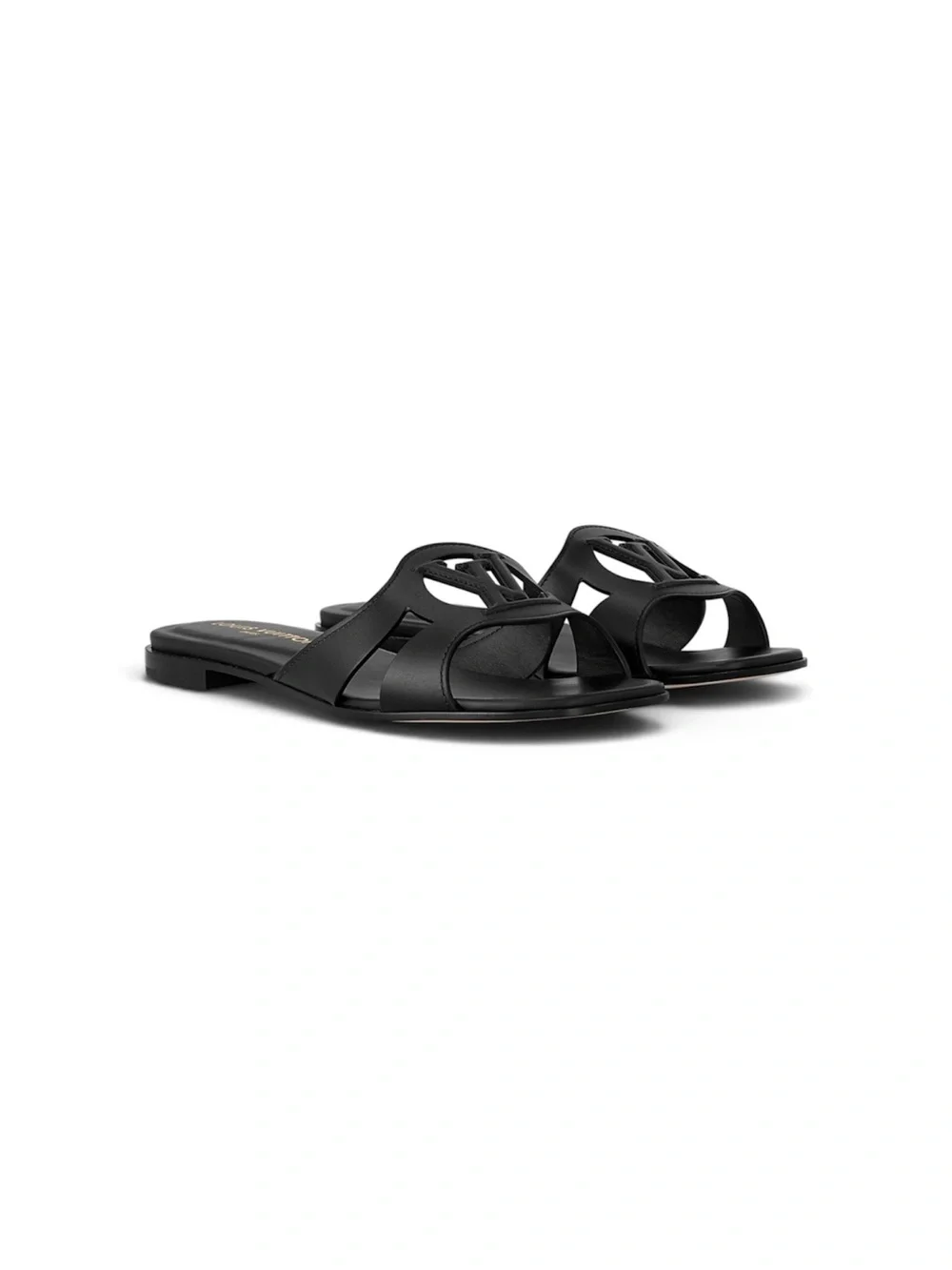 Louis Vuitton LV Isola Flat Mule Black Leather Size 37.5 NWT